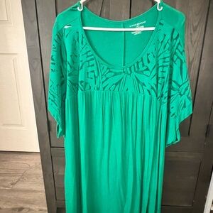 Lane Bryant Green Lace Patterned Top